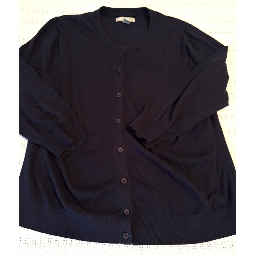 Bass Cardigan XL Navy Blue, Preppy, Classic, Cotton, Work, School, Minimalist